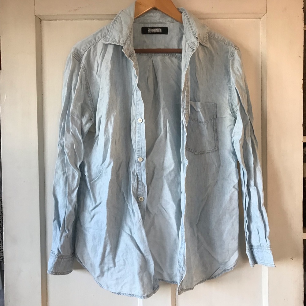 Reformation Tencel & Linen Denim-style Shirt